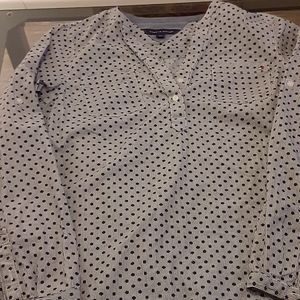 EUC Tommy Hilfiger Navy Blue Dots Stripes Shirt
